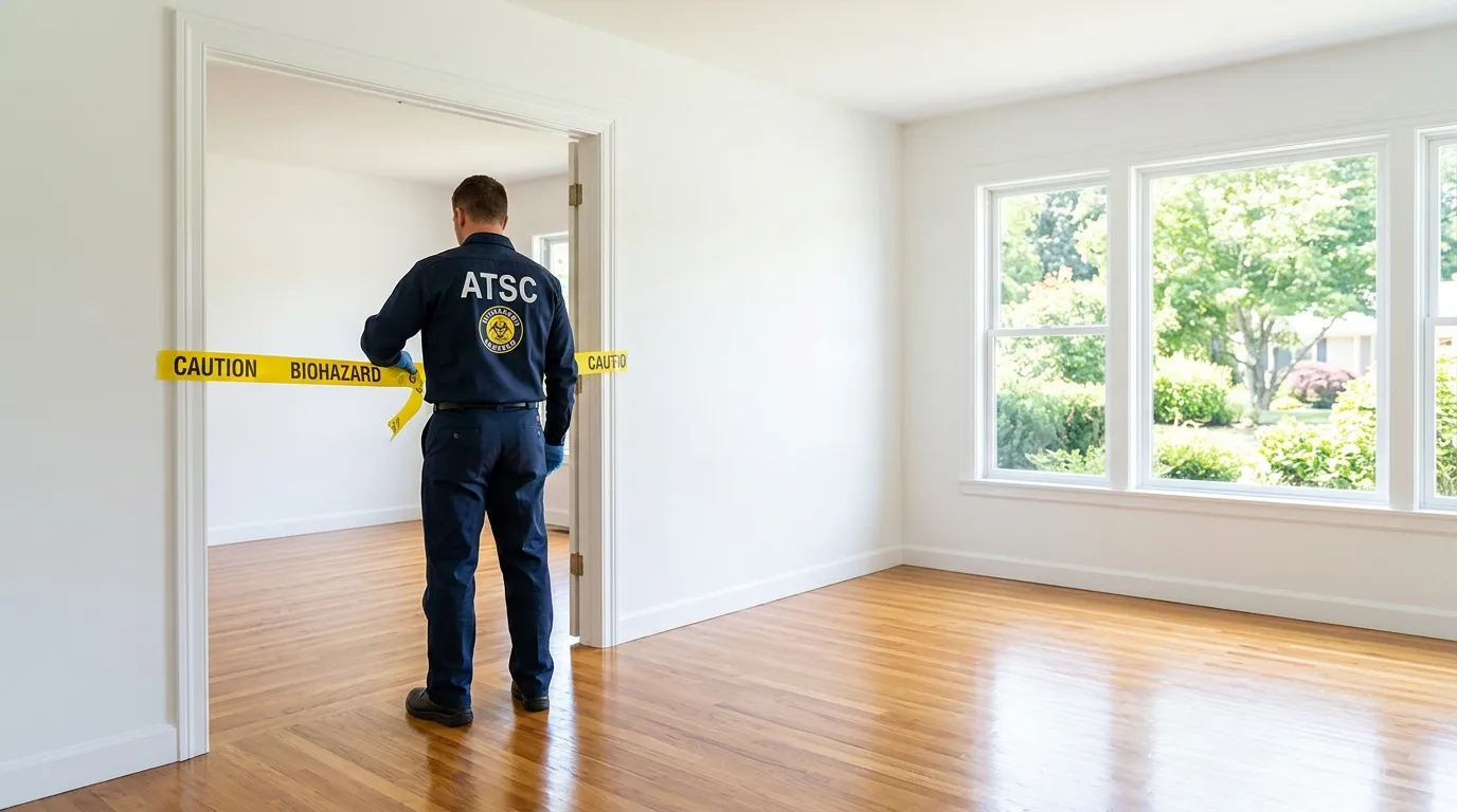 Certified biohazard cleanup crew performing Decomposition Cleanup in Addison